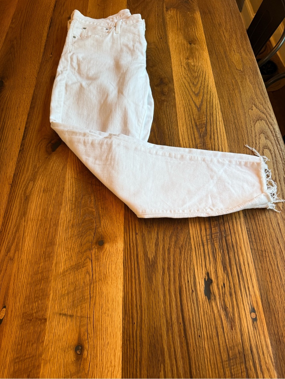 J. Crew White Women's Skinny Jeans with Frayed Hem